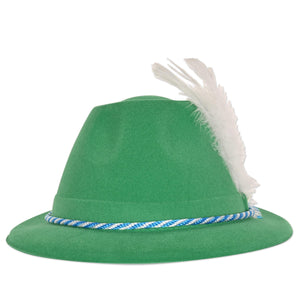 Beistle Oktoberfest Party Green Velour Tyrolean Hat
