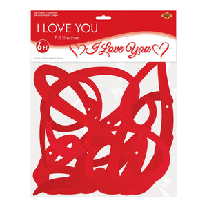 Beistle Foil I Love You Streamer - Valentines Love Streamer 11x6 Feet