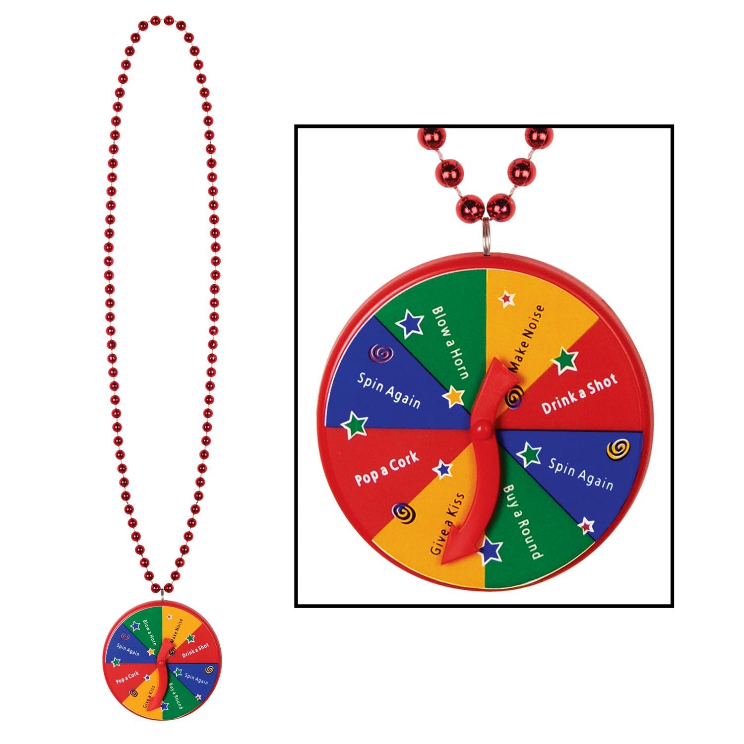 Beistle Bead Necklaces with New Year Spinner Medallion