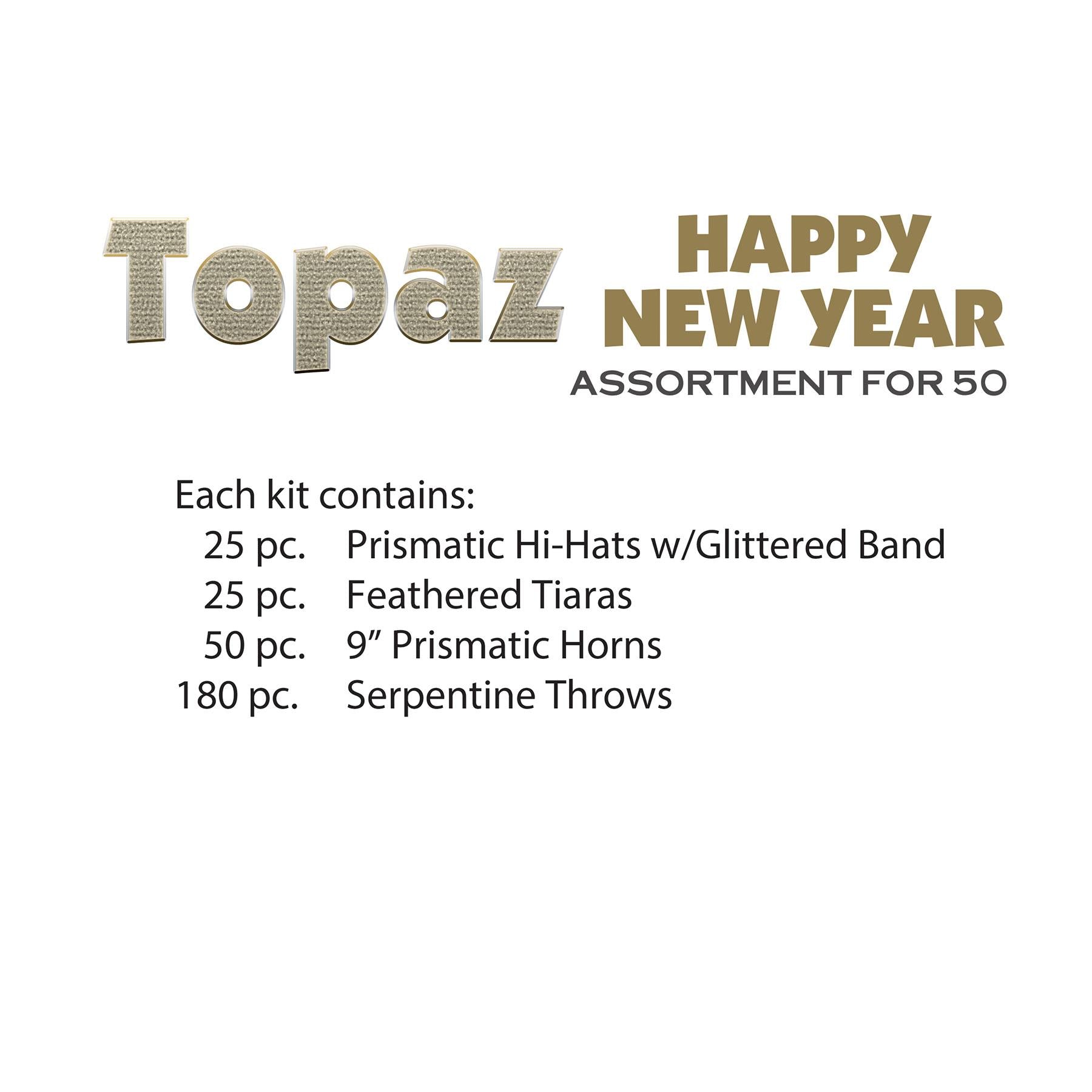 Topaz Happy New Year New Year's Eve Party Kit for 50 People