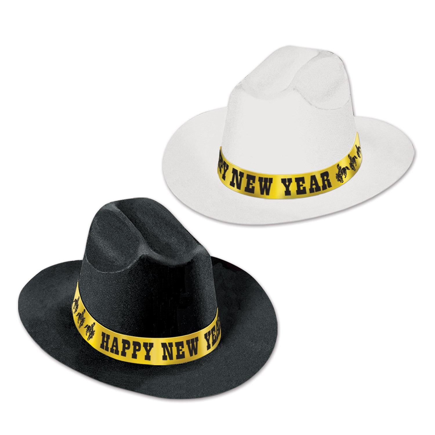 New Year's Eve Western Nights Cowboy Hats assorted black & white (25/Case)