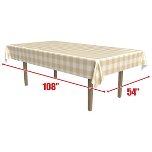 Beistle Plaid Tablecover - Beige & Cream (Case of 12)