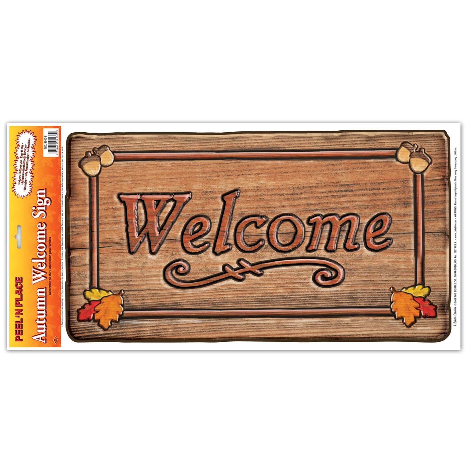 Thanksgiving Autumn Welcome Sign Peel 'N Place Clings