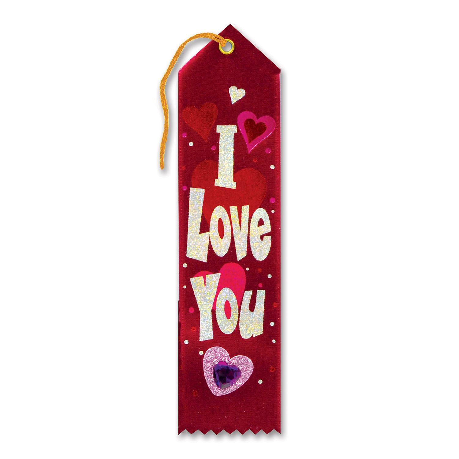 Beistle Valentine's Day I Love You Jeweled Ribbon