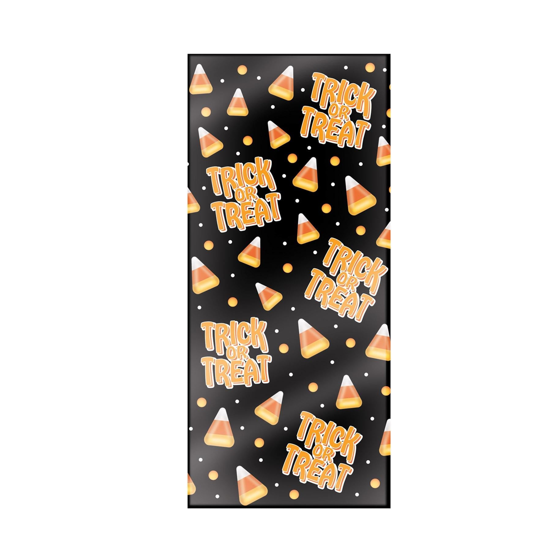 Halloween trick or treat cello bags in black and orange, twenty-five per package with twist ties