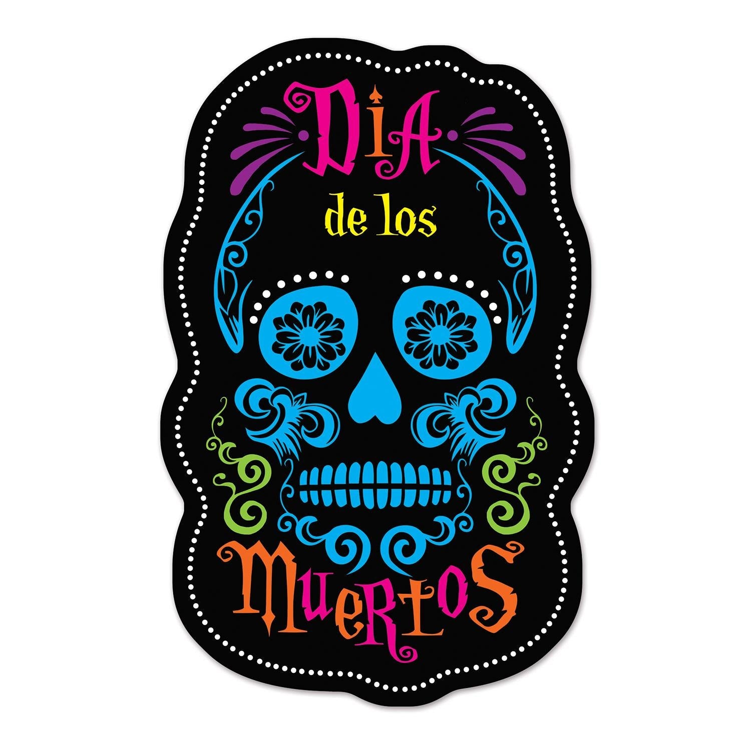 Day of the Dead sign cutouts printed double sided in English and Spanish, 34 inches tall, suitable for a school hallway or library display