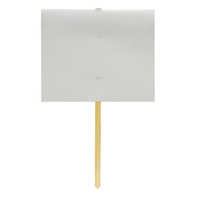 Blank white party yard sign on a stake, ready to be lettered for directing guests at an event