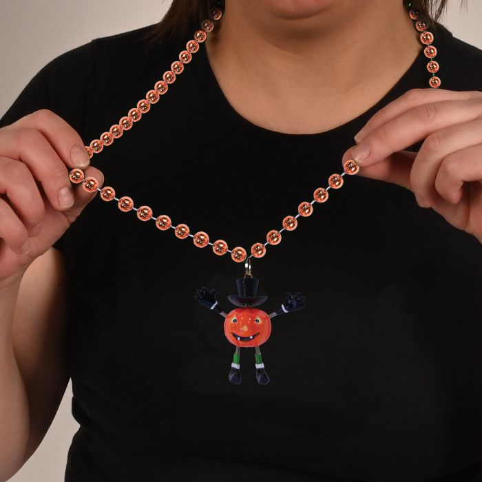 Beads Necklace w/Bobble J-O-L Man Medallion