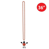 Beads Necklace w/Bobble J-O-L Man Medallion