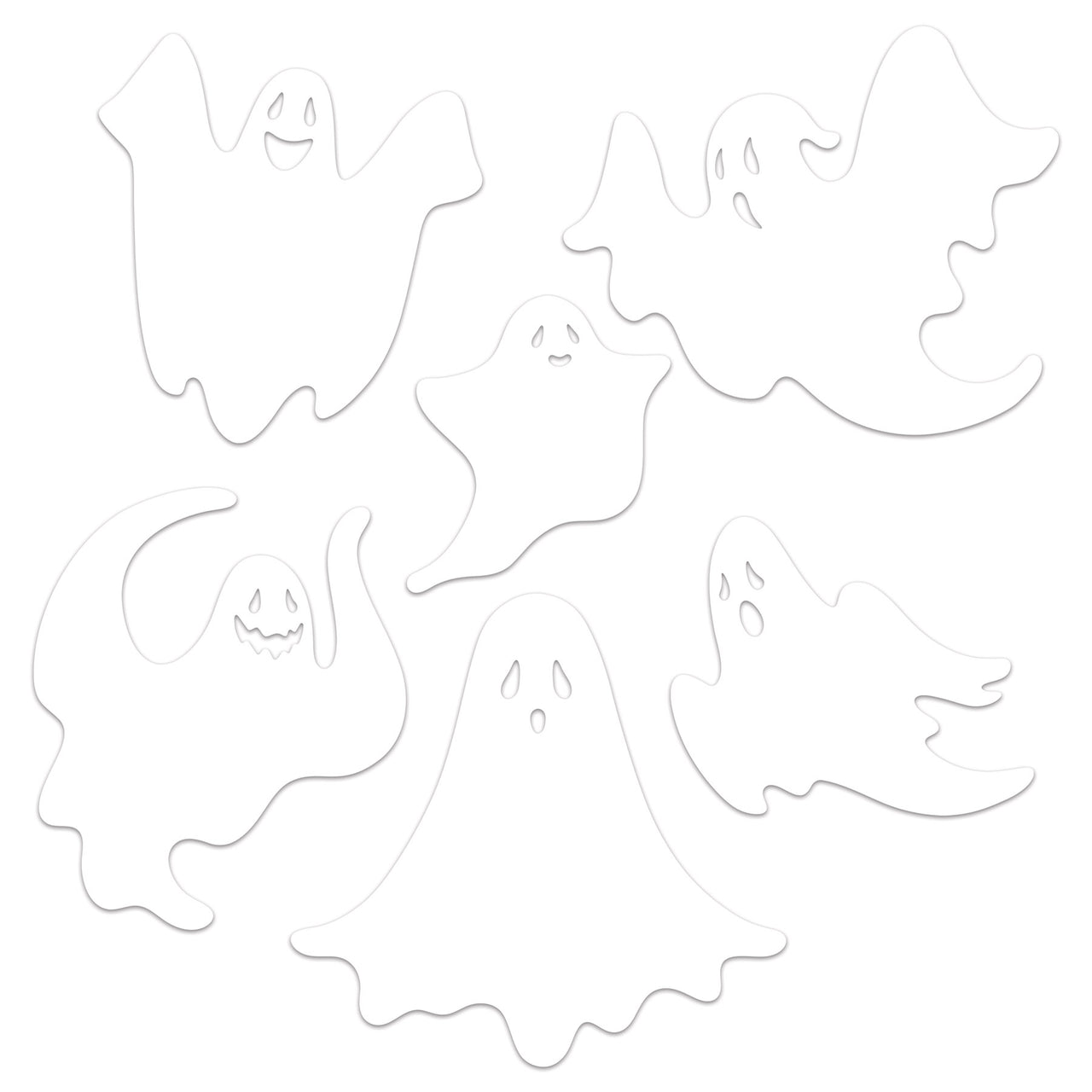Plastic Die-Cut Ghost Decorations (6 per package)