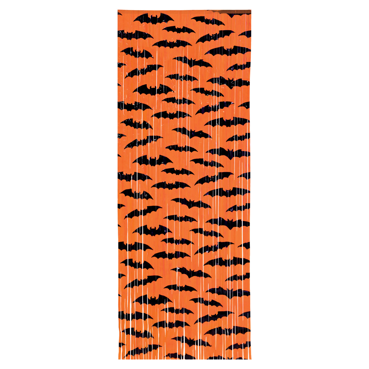 Bat 1-Ply Plastic Fringe Curtain, 8' x 3', Hanging Decorations, Halloween