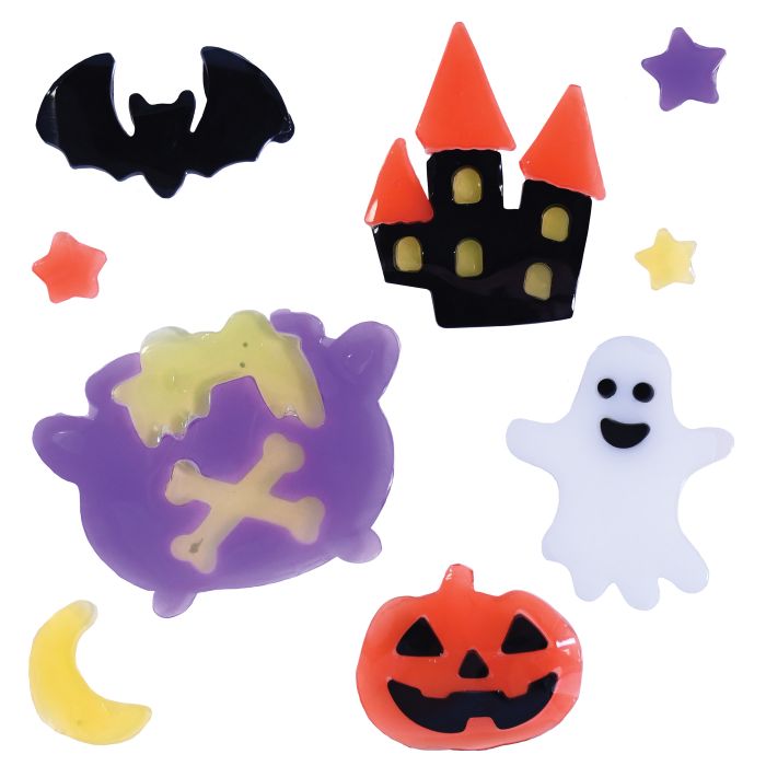 Spooky Halloween Gel Clings - 9 Count Sheet for Window Decor