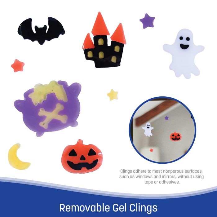 Spooky Halloween Gel Clings - 9 Count Sheet for Window Decor