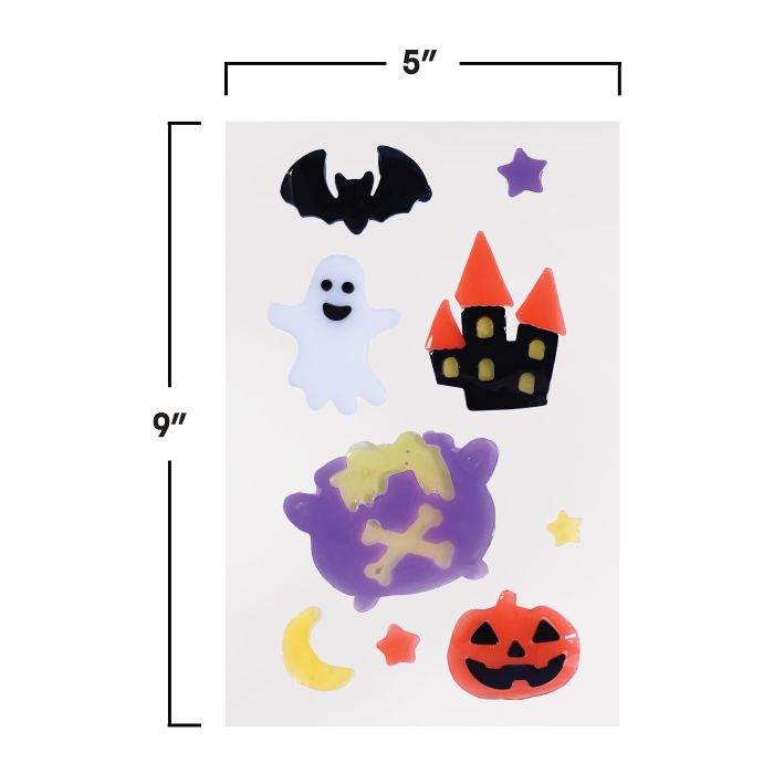 Spooky Halloween Gel Clings - 9 Count Sheet for Window Decor
