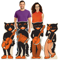 Vintage Halloween Scat Cat Band Stand-Ups (4-Pack)