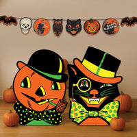 Vintage Halloween Cat & Jack-O'-Lantern Stand-Ups (2-Pack)