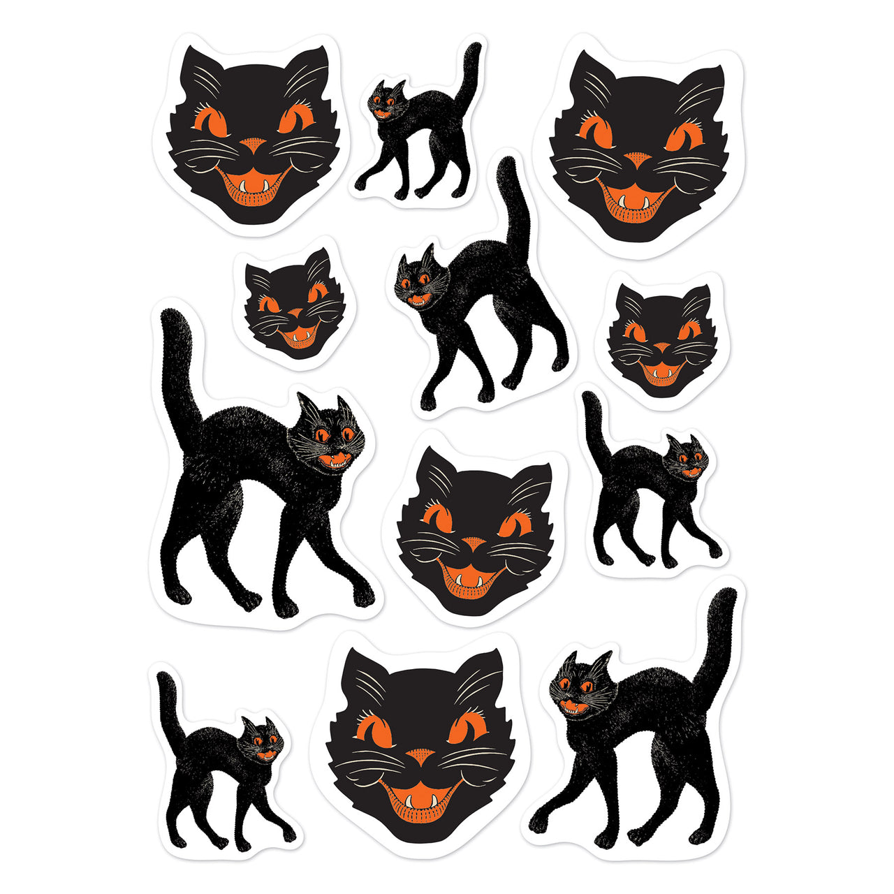 Vintage Halloween Black Cat Stickers (4 Sheets per package)