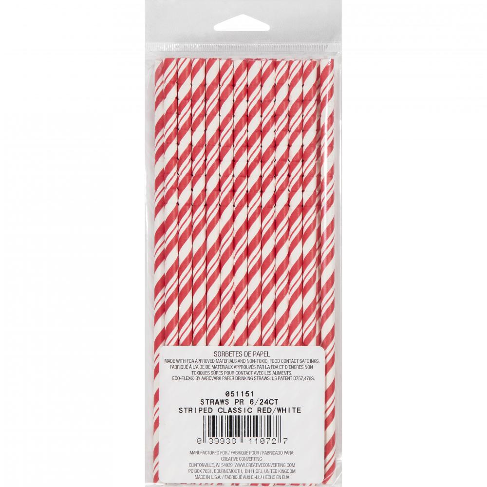 144ct Bulk Classic Red and White Striped Flex Paper Straws
