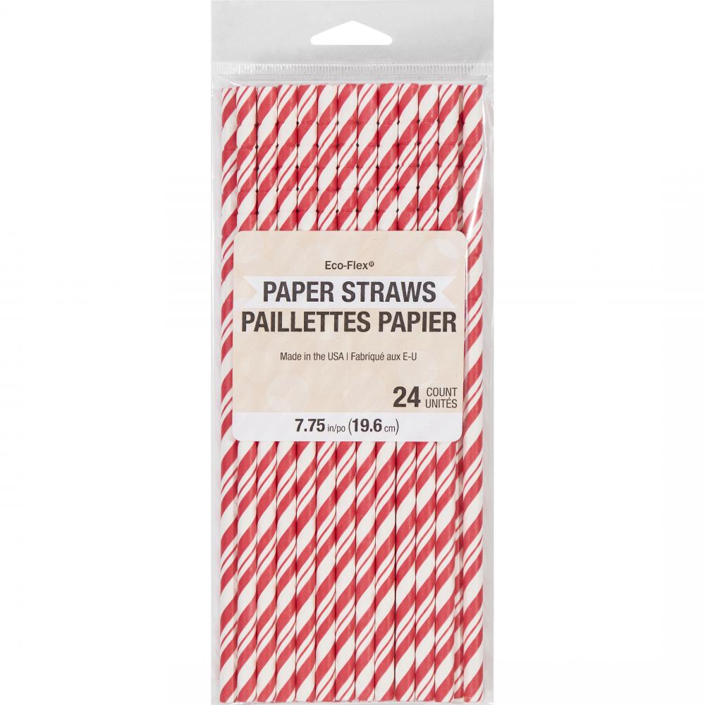 144ct Bulk Classic Red and White Striped Flex Paper Straws