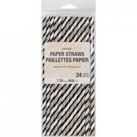 144ct Bulk Black and White Striped Flex Paper Straws