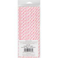 144ct Bulk Candy Pink and White Striped Flex Paper Straws