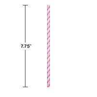 144ct Bulk Candy Pink and White Striped Flex Paper Straws