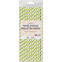 144ct Bulk Fresh Lime and White Striped Flex Paper Straws