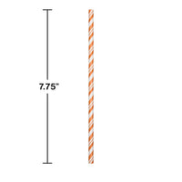 144ct Bulk Sunkissed Orange and White Striped Flex Paper Straws