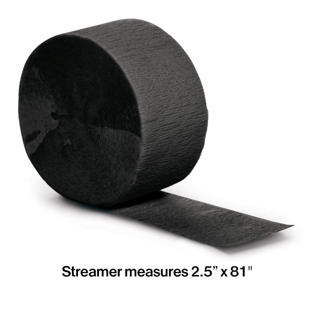 12ct Bulk Black Velvet Crepe Streamer