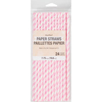 144ct Bulk Classic Pink and White Striped Flex Paper Straws