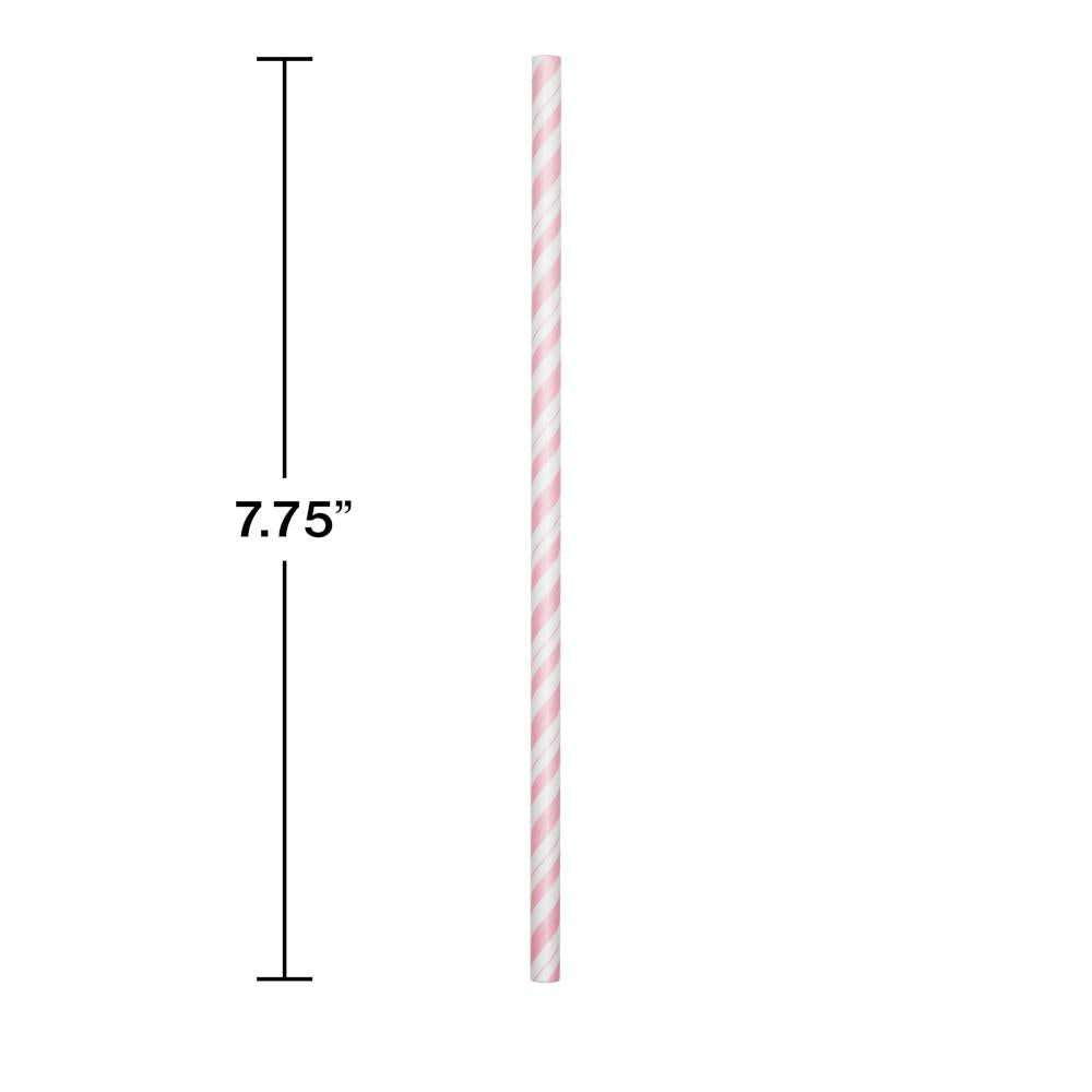 144ct Bulk Classic Pink and White Striped Flex Paper Straws