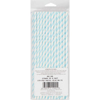 144ct Bulk Pastel Blue and White Striped Flex Paper Straws