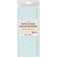144ct Bulk Pastel Blue and White Striped Flex Paper Straws