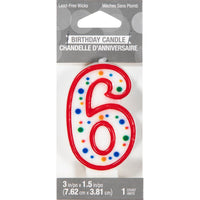 6ct Bulk Polka Dot #6 Candles