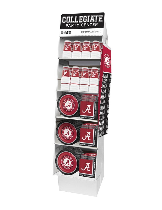 98 Pack University of Alabama Crimson Tide Party Supplies Retail Floor Display - Sports Party Supplies by Creative Converting