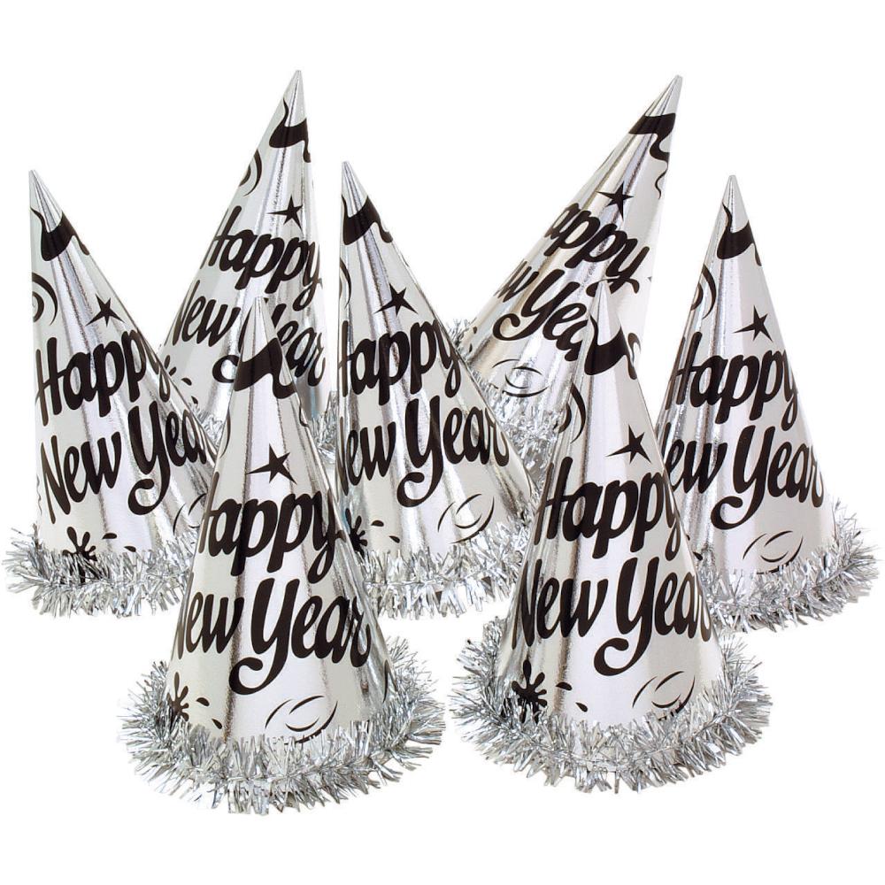 12 pc Creative Converting Silver Foil Party Hats - New Year's Eve Party Supplies by Creative Converting