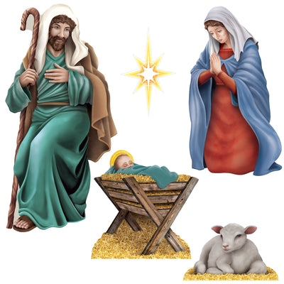 Nativity Scene Cutouts - Double-Sided Christmas Decorations