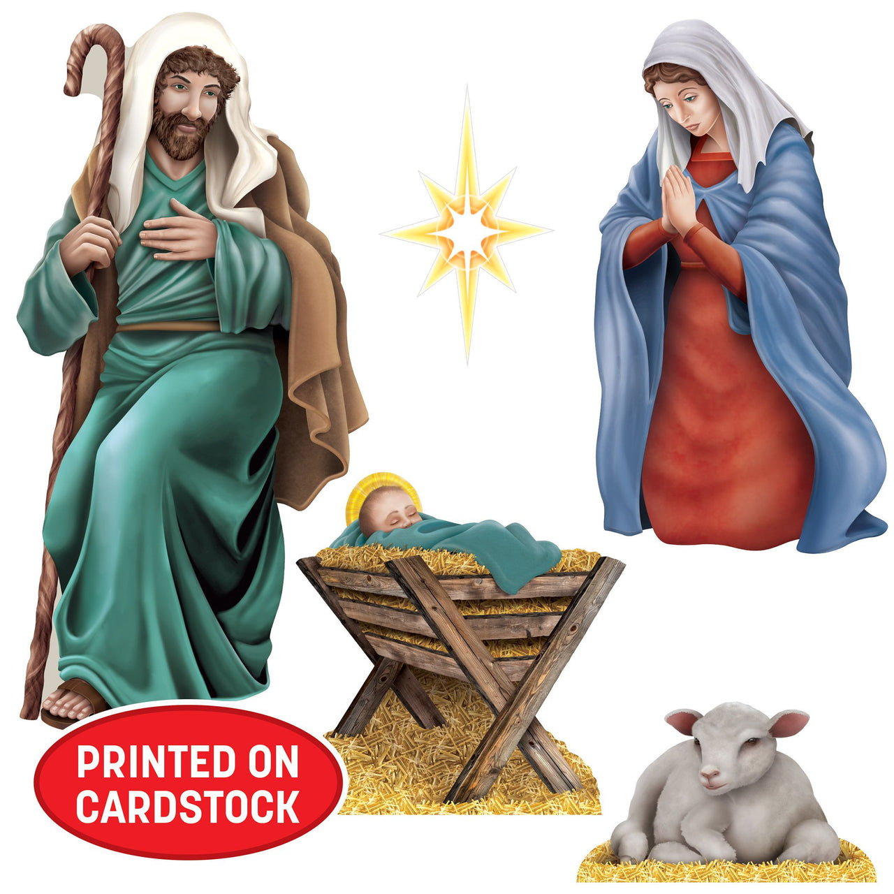 Nativity Scene Cutouts - Double-Sided Christmas Decorations