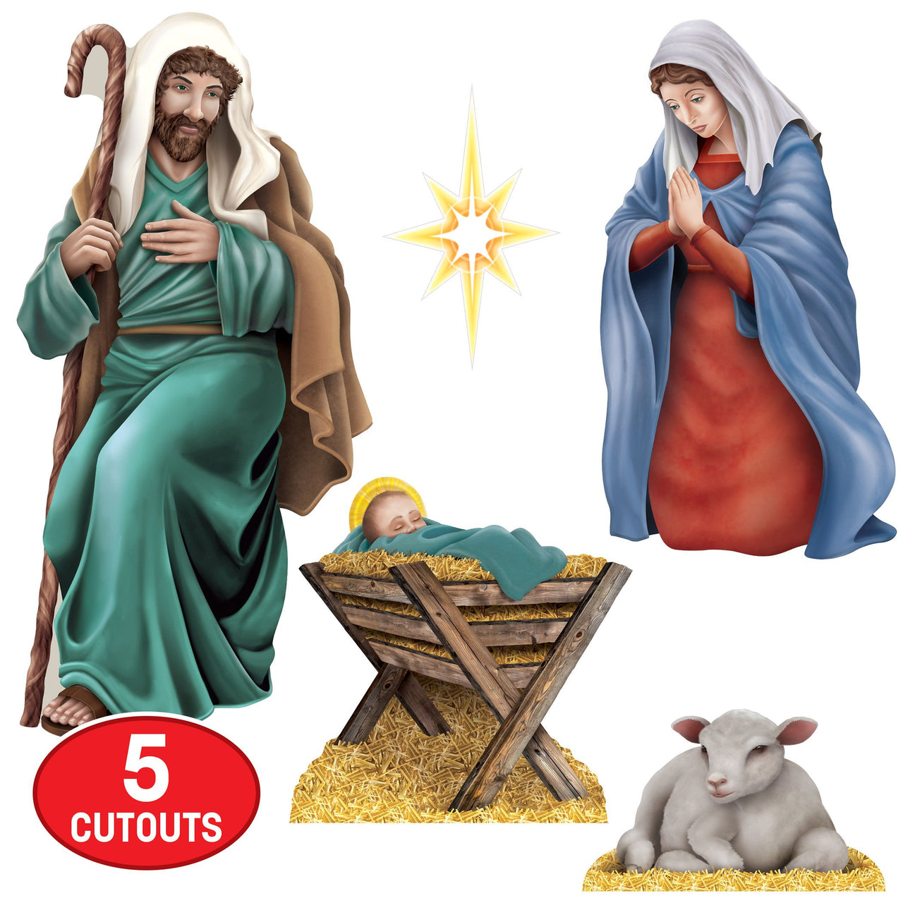 Nativity Scene Cutouts - Double-Sided Christmas Decorations