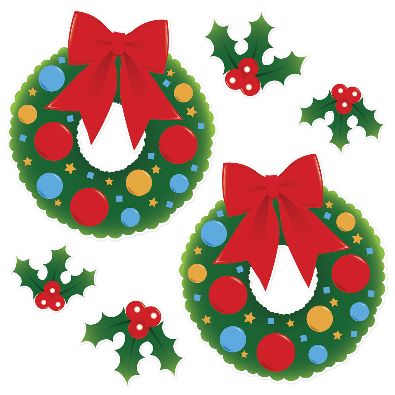 Holly & Wreath Cutout Decorations (6 per package)