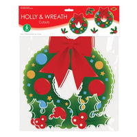Holly & Wreath Cutout Decorations