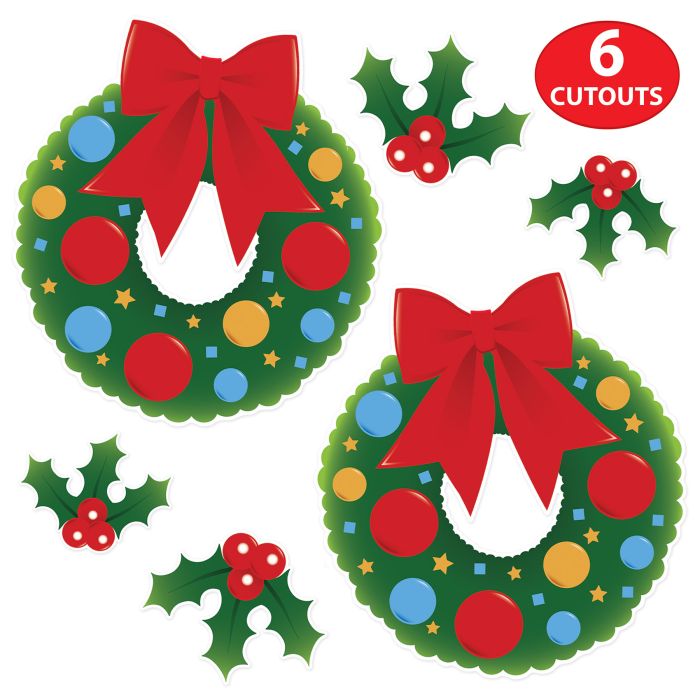 Holly & Wreath Cutout Decorations