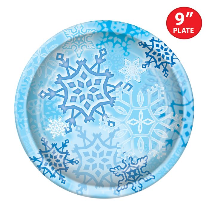 Snowflake 9 inch Paper Plates