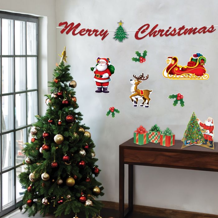 Santa, Sleigh & Reindeer Cutout Decorations