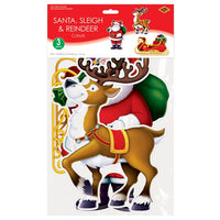 Santa, Sleigh & Reindeer Cutout Decorations