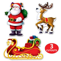 Santa, Sleigh & Reindeer Cutout Decorations