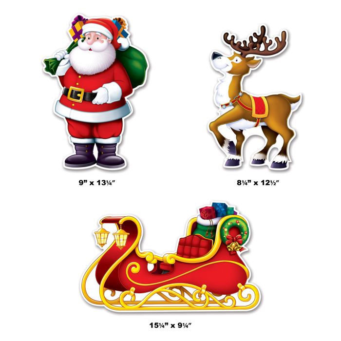 Santa, Sleigh & Reindeer Cutout Decorations