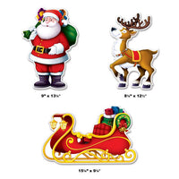 Santa, Sleigh & Reindeer Cutout Decorations
