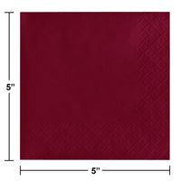 Bulk Burgundy 2 Ply Beverage Napkins (1200 per Case)