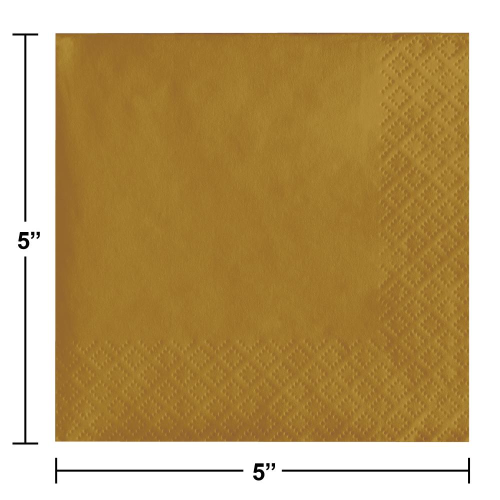 Bulk Glittering Gold Beverage Napkins 2 ply (1200 per Case)